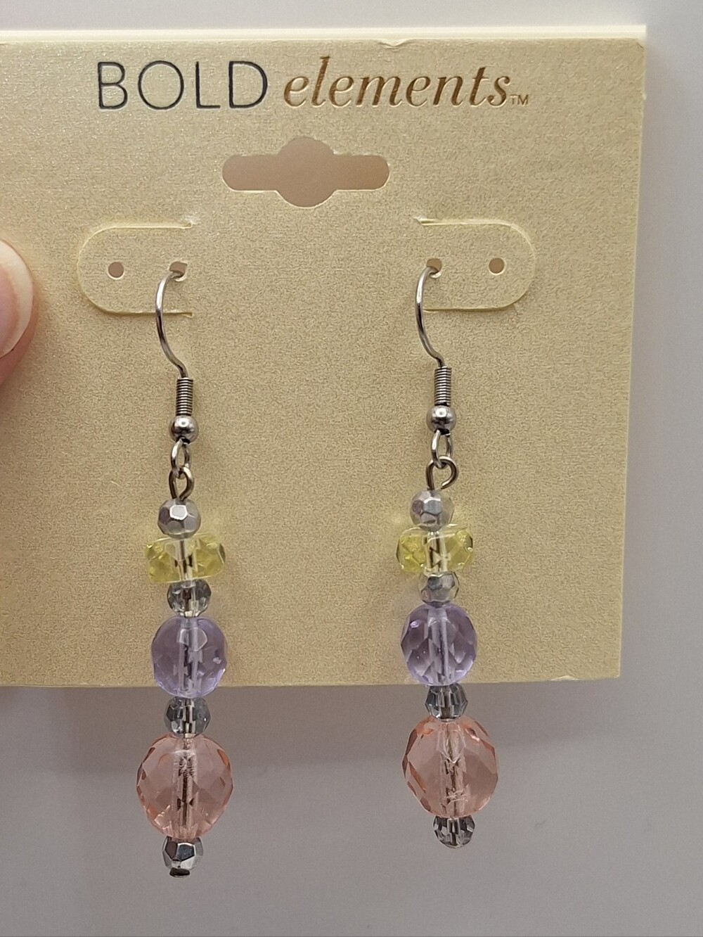 Bold Elements Pastel Faceted Beaded Dangle Drop Earrings NWT